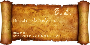 Brich Lénárd névjegykártya